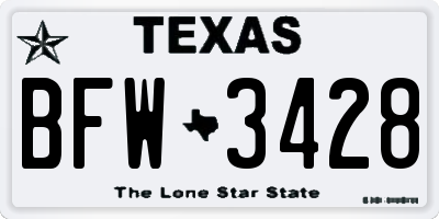 TX license plate BFW3428