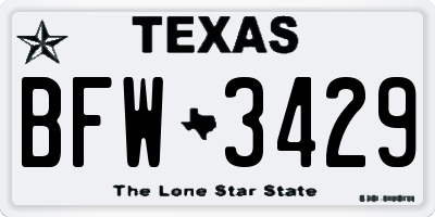 TX license plate BFW3429
