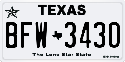 TX license plate BFW3430