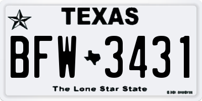 TX license plate BFW3431