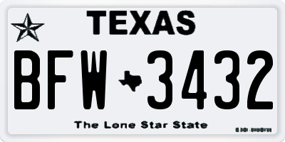 TX license plate BFW3432