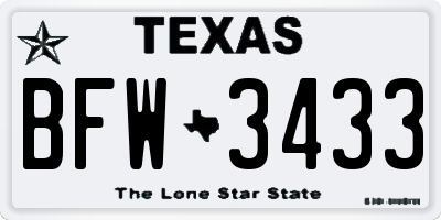 TX license plate BFW3433