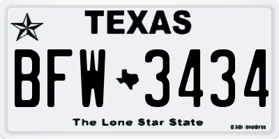 TX license plate BFW3434