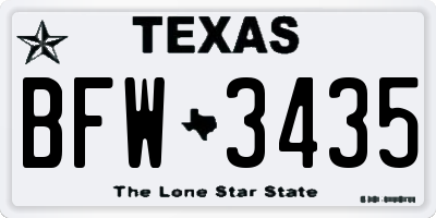TX license plate BFW3435