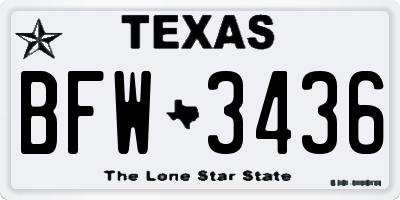 TX license plate BFW3436