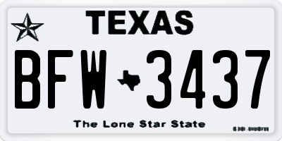 TX license plate BFW3437