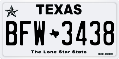 TX license plate BFW3438