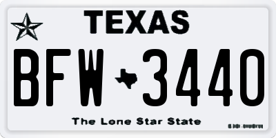 TX license plate BFW3440
