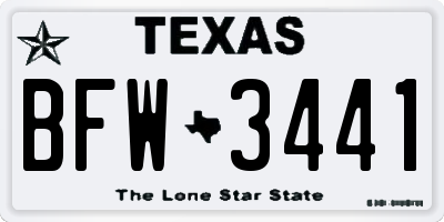 TX license plate BFW3441