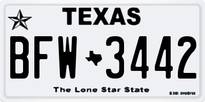 TX license plate BFW3442