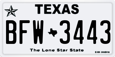 TX license plate BFW3443