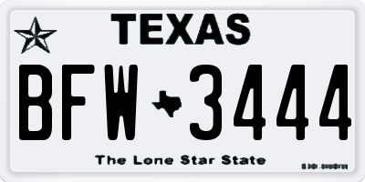 TX license plate BFW3444