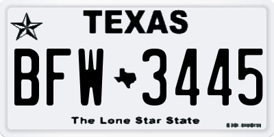 TX license plate BFW3445