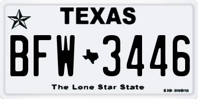 TX license plate BFW3446
