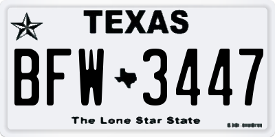 TX license plate BFW3447