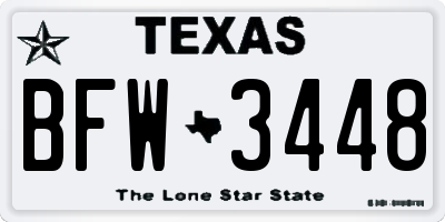 TX license plate BFW3448