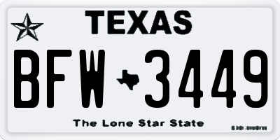TX license plate BFW3449