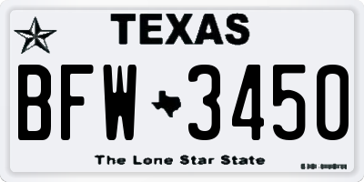 TX license plate BFW3450