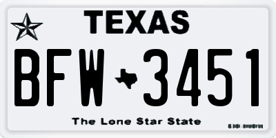 TX license plate BFW3451