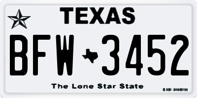 TX license plate BFW3452