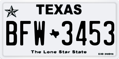 TX license plate BFW3453