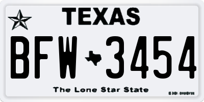 TX license plate BFW3454