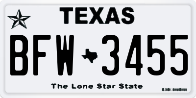 TX license plate BFW3455