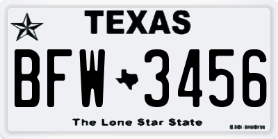 TX license plate BFW3456