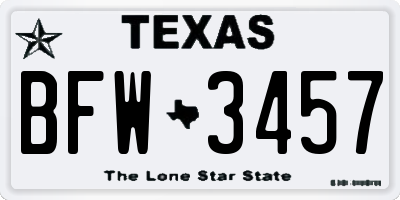 TX license plate BFW3457