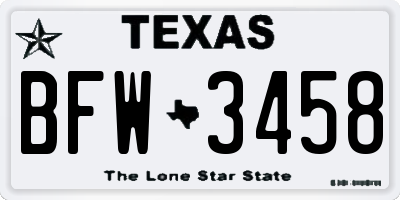 TX license plate BFW3458