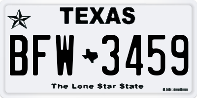 TX license plate BFW3459