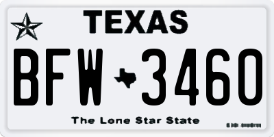 TX license plate BFW3460
