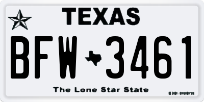TX license plate BFW3461