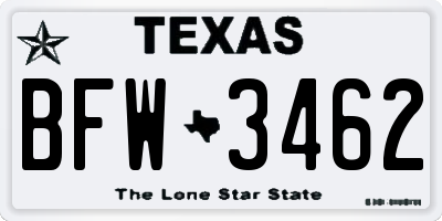 TX license plate BFW3462