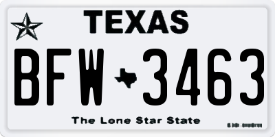 TX license plate BFW3463