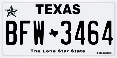 TX license plate BFW3464