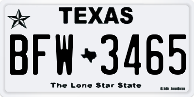 TX license plate BFW3465