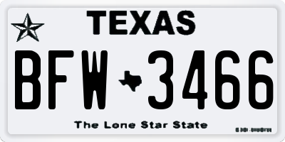 TX license plate BFW3466