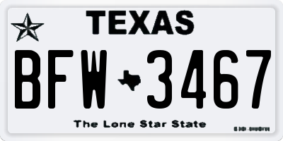 TX license plate BFW3467