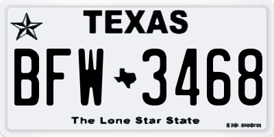 TX license plate BFW3468