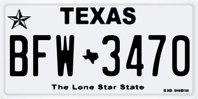 TX license plate BFW3470