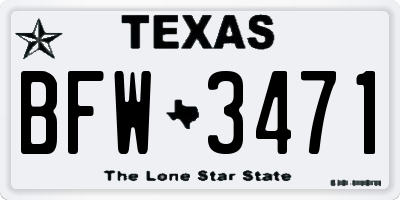TX license plate BFW3471