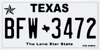 TX license plate BFW3472