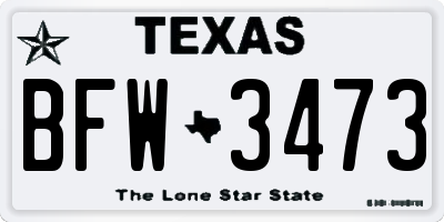 TX license plate BFW3473