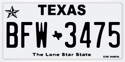 TX license plate BFW3475