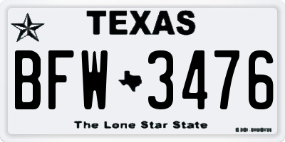 TX license plate BFW3476