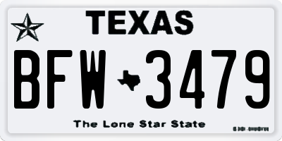 TX license plate BFW3479