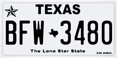 TX license plate BFW3480