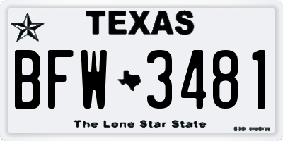 TX license plate BFW3481