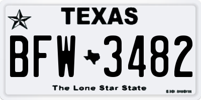 TX license plate BFW3482